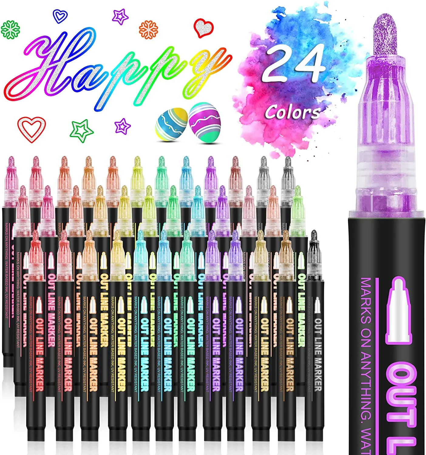 Highlighter Set Pastel - 36 renk Çift Hat Anahat Sanat
