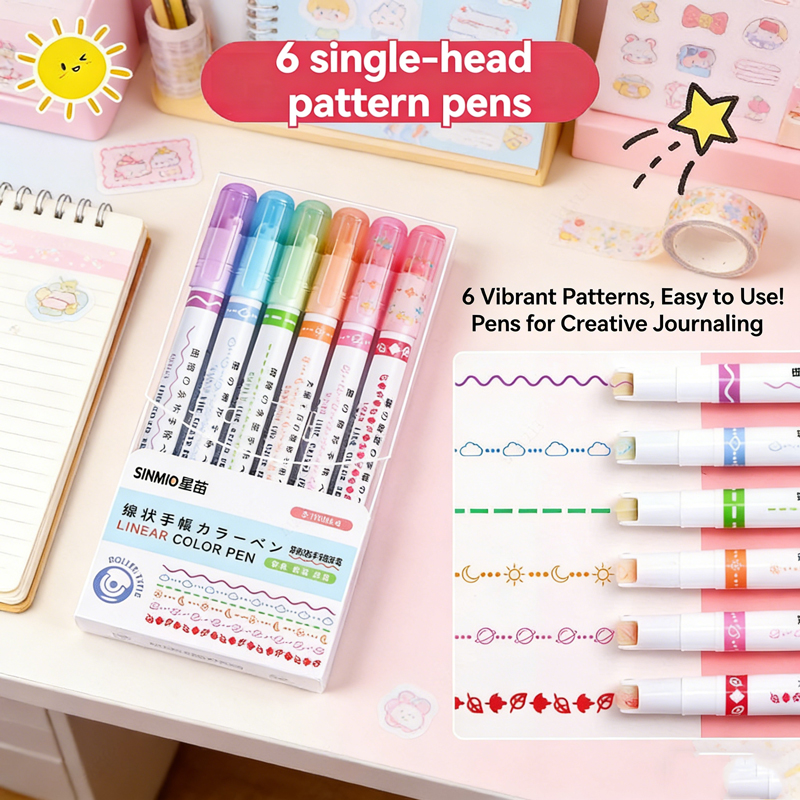 Highlighter Set Pastel - 6-24 adet/takım çiçek çizgi şekli vurgulayıcı