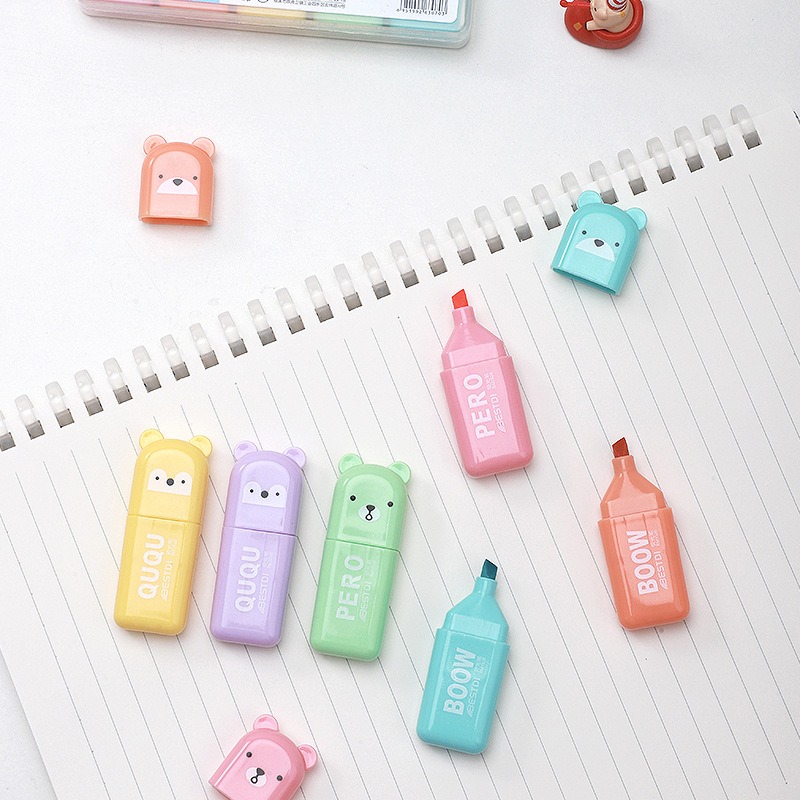 4/6/12 adet Kawaii Ayı Fosforl - Highlighter Set Pastel incelemesi ve fiyatı