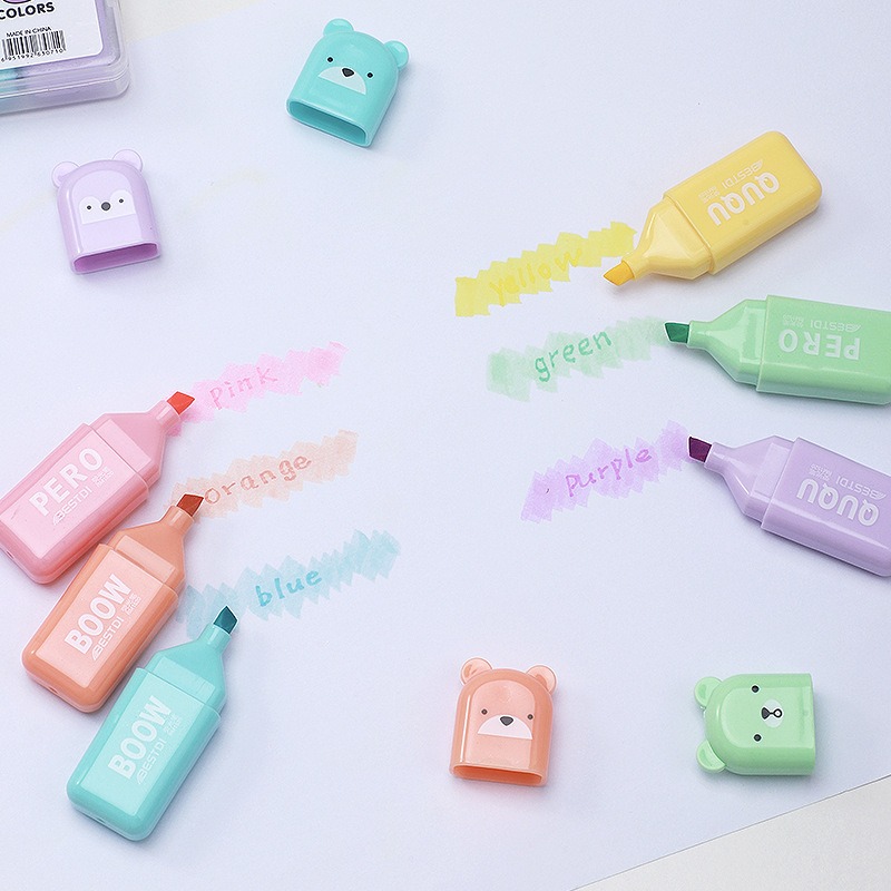 4/6/12 adet Kawaii Ayı Fosforl - Highlighter Set Pastel incelemesi ve fiyatı